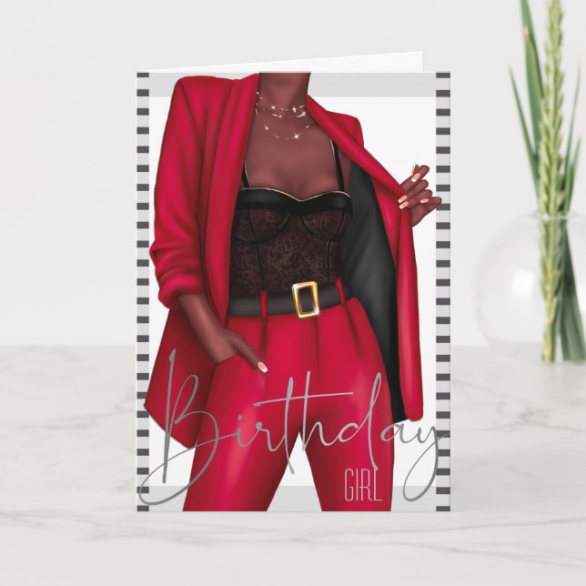 Empowering Black Women 'Girl Boss' Birthday Card (Front)