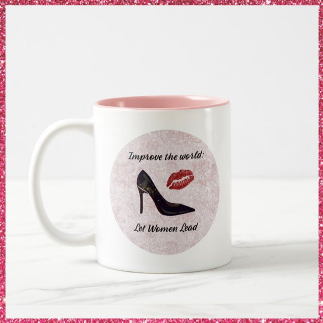 Empowering Let Women Lead Pink and Purple Two-Tone Coffee Mug (Bookmark my store! https://www.zazzle.com/store/capricepetit)