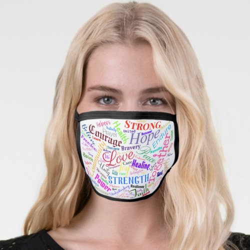 Empowering Thoughts Colorful Word Cloud Face Mask