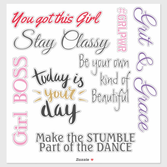 Empowering Women Quotes Vinyl Sticker (Sheet)