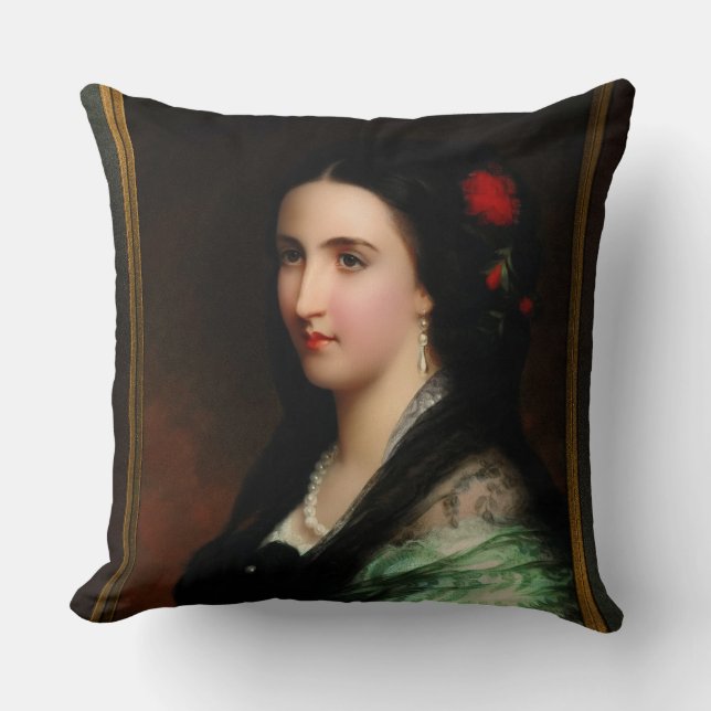 Empress Carlota of Mexico by Hermann Winterhalter Throw Pillow (Front)