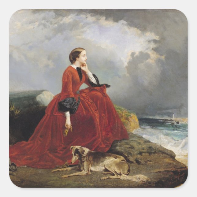 Empress Eugenie  at Biarritz, 1858 Square Sticker (Front)