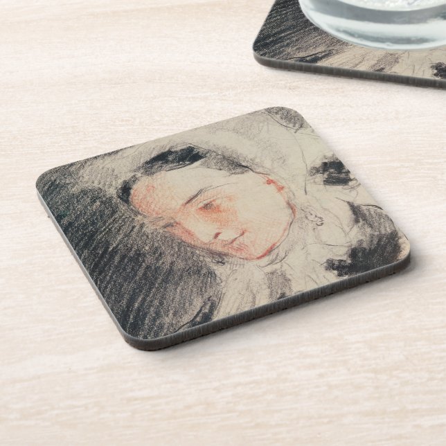 Empress Eugénie (black & red chalk) Beverage Coaster (Left Side)