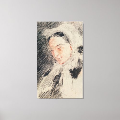 Empress Eugnie black  red chalk Canvas Print