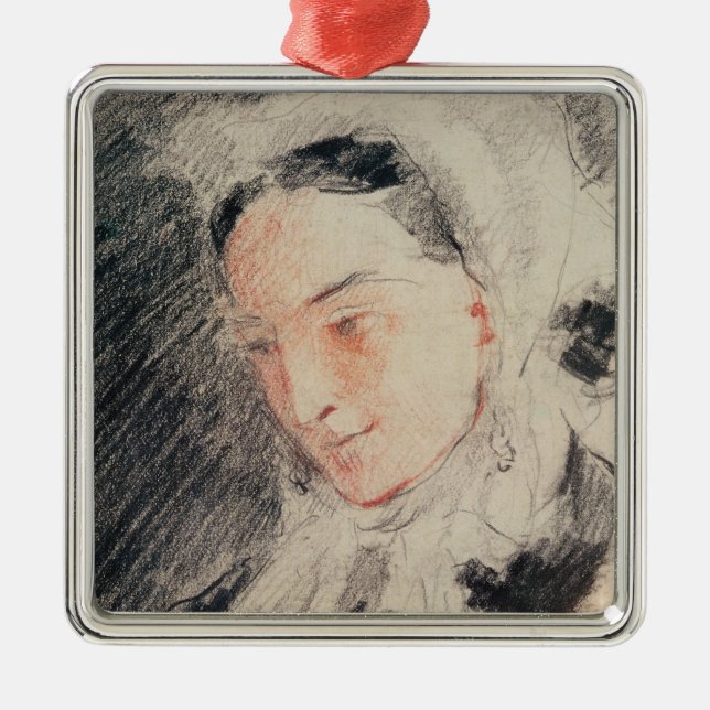 Empress Eugénie (black & red chalk) Metal Ornament (Front)