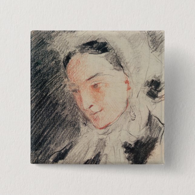 Empress Eugénie (black & red chalk) Pinback Button (Front)