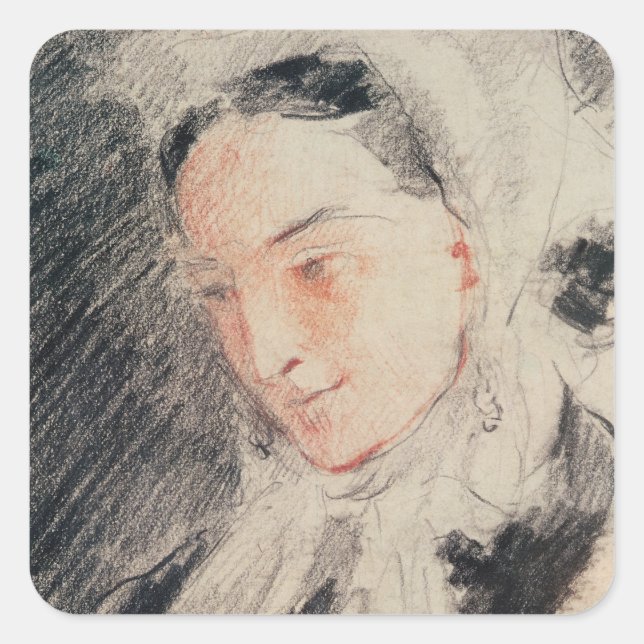 Empress Eugénie (black & red chalk) Square Sticker (Front)