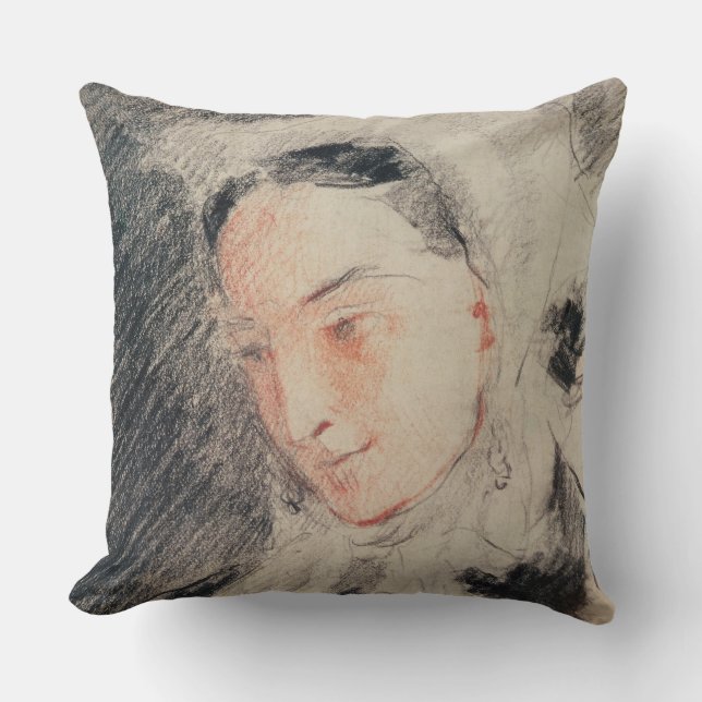 Empress Eugénie (black & red chalk) Throw Pillow (Front)