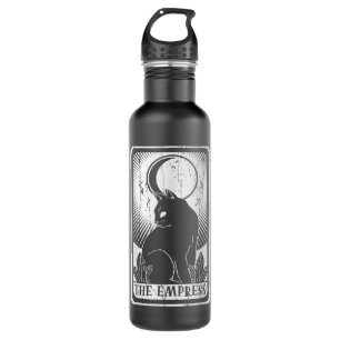 Empress Moon Cat Tarot Card Pagan Goblincore Goth Stainless Steel Water Bottle