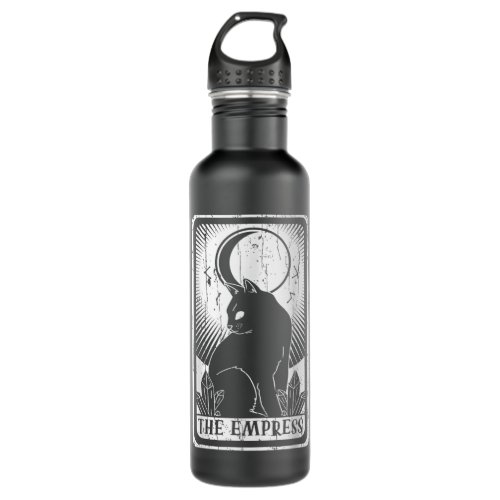 Empress Moon Cat Tarot Card Pagan Goblincore Goth  Stainless Steel Water Bottle