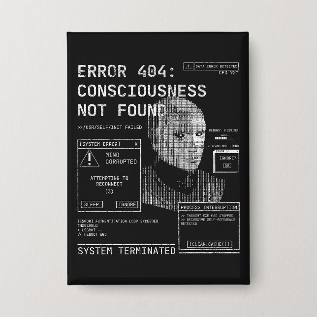 Emptied - Techno-Brutalist Streetwear Desgin Button (Front)