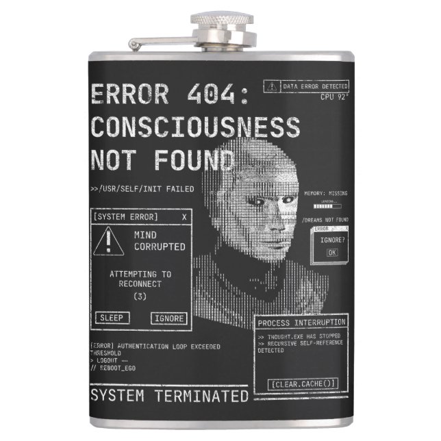 Emptied - Techno-Brutalist Streetwear Desgin Flask (Front)