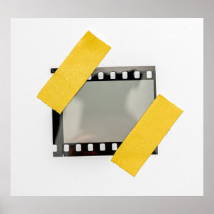 Empty 35mm film frame, yellow strips. poster