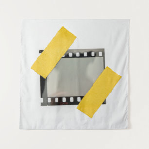 Empty 35mm film frame, yellow strips. tapestry