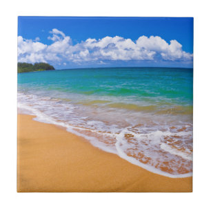 Empty Beach And Blue Waters Ceramic Tile