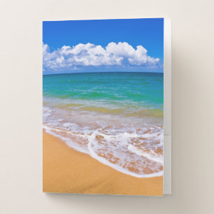 Empty Beach And Blue Waters Pocket Folder