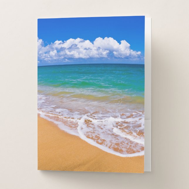 Empty Beach And Blue Waters Pocket Folder (Front)