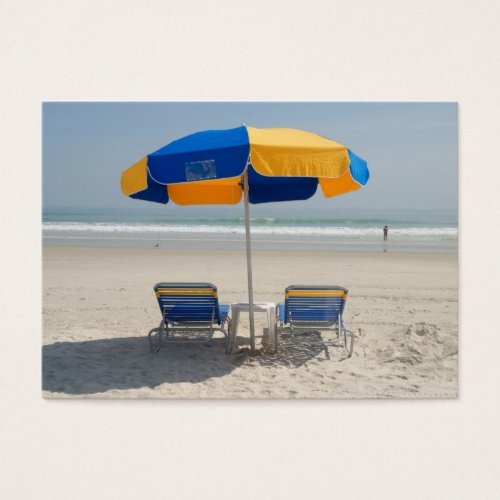 empty beach chairs business card