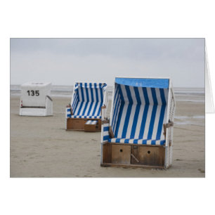 empty beach chairs on beach cards
