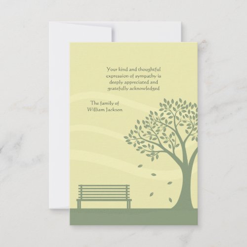 Empty Bench Bereavement Thank You Notecard