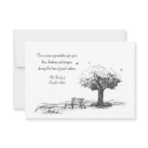 Empty Bench Sympathy Thank You Card