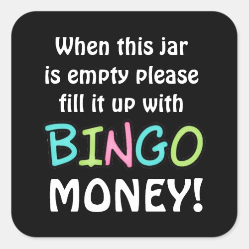 Empty bingo jar bear money sticker