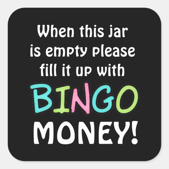 Empty bingo jar bear money sticker (Front)