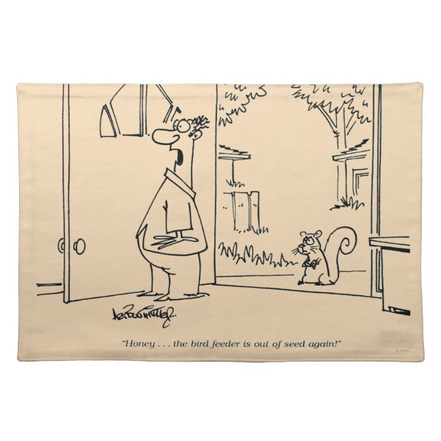 Empty Bird Feeder Cloth Placemat (Front)