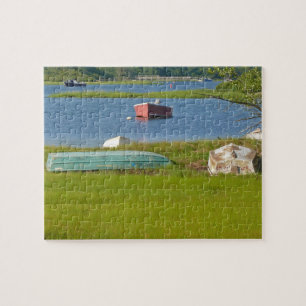 Empty Boats Picturesque Cape Cod Inlet and Marsh Jigsaw Puzzle