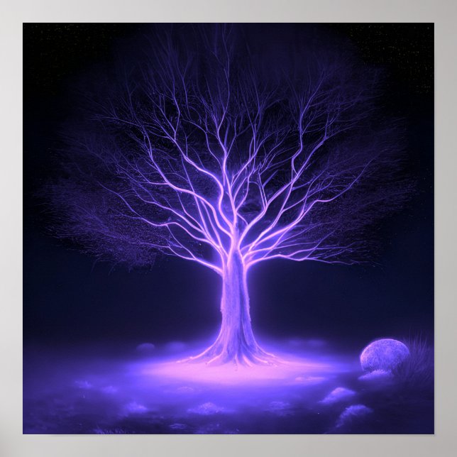 Empty Branches Glowing Tree - Purple Poster (Front)