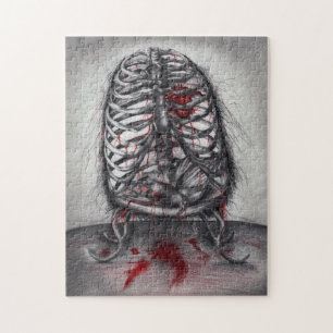 Empty Cage Anatomy Horror Original Art Puzzle
