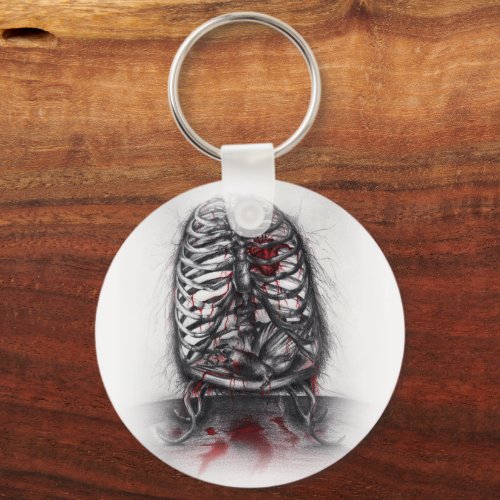 Empty Cage Human Anatomy Rib Surreal Horror Art Keychain