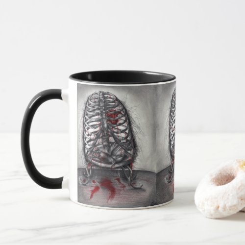 Empty Cage Human Ribs Horror Gothic Surreal Art Mug