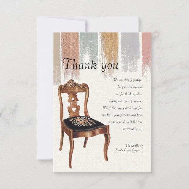 Empty Chair Sympathy Thank You Card (Front)