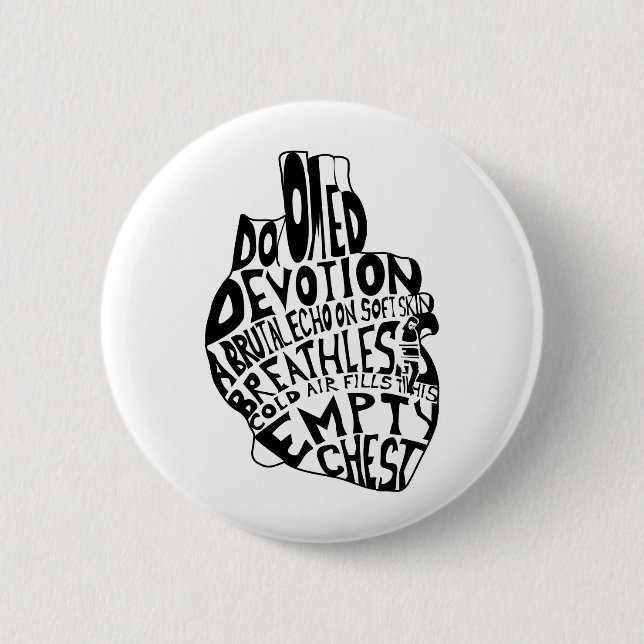 empty chest : anatomical heart pinback button (Front)