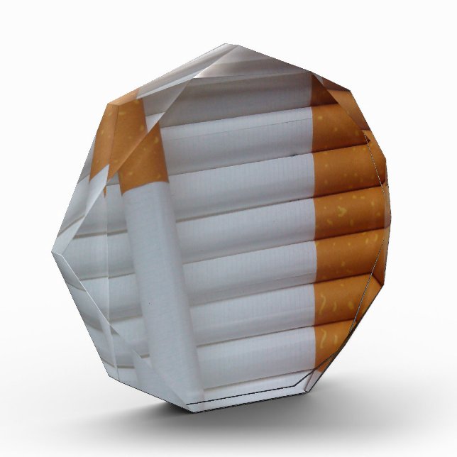 Empty cigarettes grouped together acrylic award (Left)