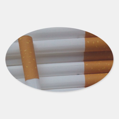 Empty cigarettes grouped together oval sticker