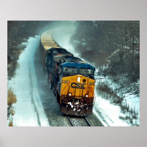 Empty Coal Train in Snow Poster