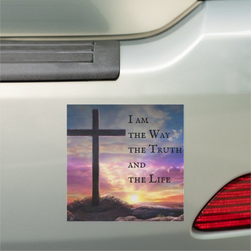 Empty Cross _ I am The Way The Truth The Life Car Magnet