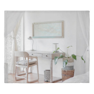 EMPTY DESK NEAR CURTAIN DUVET COVER