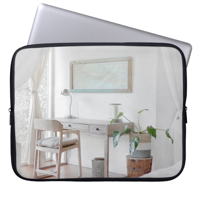 EMPTY DESK NEAR CURTAIN LAPTOP SLEEVE (Front)