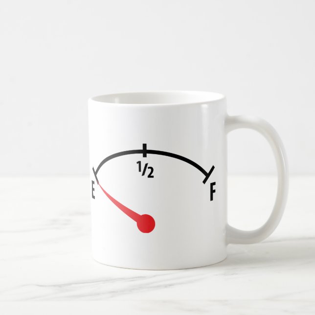empty fuel tank indicator gauge car coffee mug (Right)