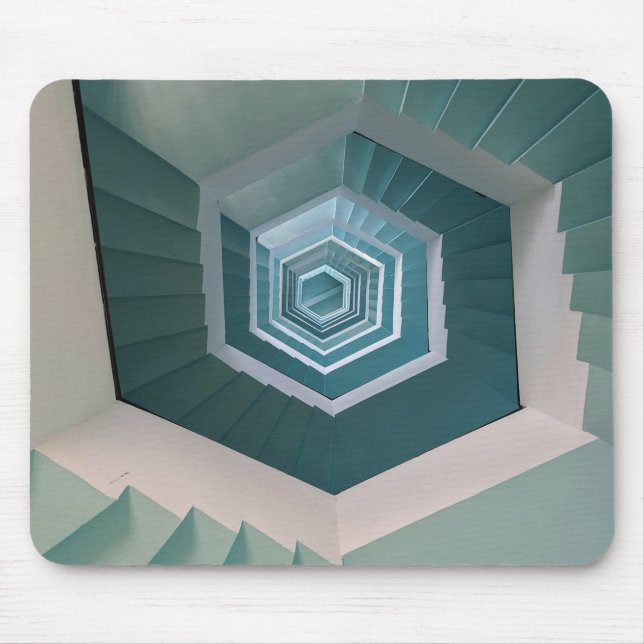 Empty Gray and White Concrete Spiral Stairs Mouse Pad (Front)