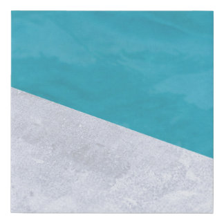 Empty gray floor beside pool faux canvas print