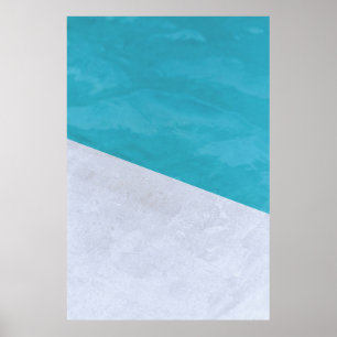 Empty gray floor beside pool poster