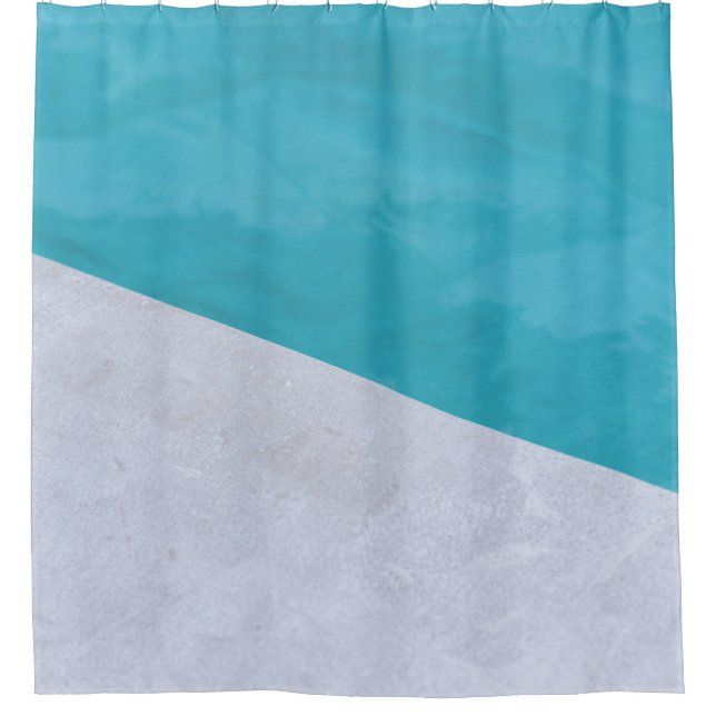 Empty gray floor beside pool shower curtain (Front)