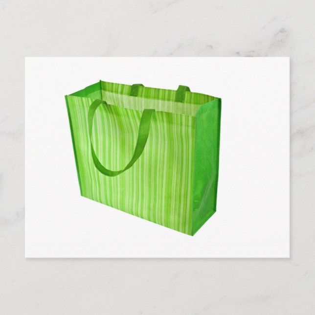 Empty green reusable shopping bag postcard (Front)