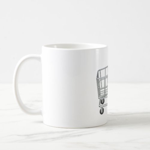 Empty metal shopping cart coffee mug