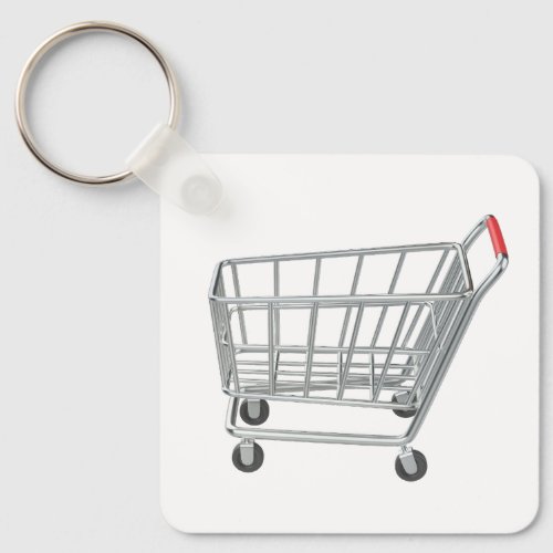 Empty metal shopping cart keychain