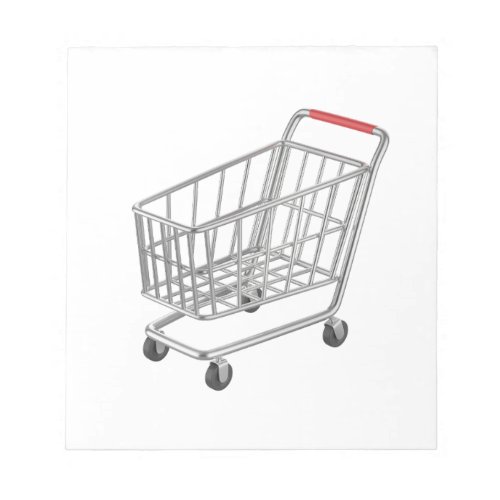 Empty metal shopping cart notepad